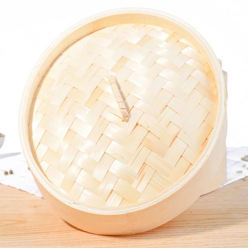 Cookware Natural Bamboo Food Steamer Set with Lid Bamboo Dim Sum Steamer Basket