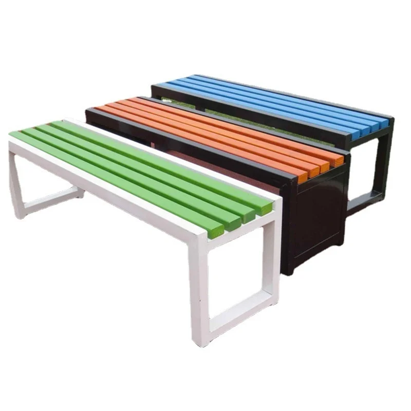 Factory Hot Sale Outdoor Bench with Metal Frame and Plastic Wooden Strip Seats Suitable for Outdoor Beaches Swimming Pools Lawns
