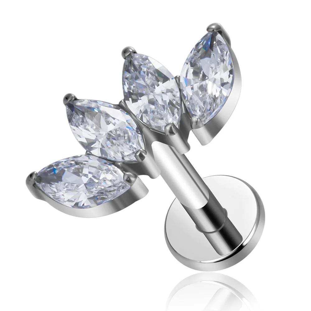 G23 ASTM F136 Titanium 16G earrings with CZ Top Cartilage Tragus Earrings Ear Lip Helix Studs Tongue Nail Piercing Jewelry