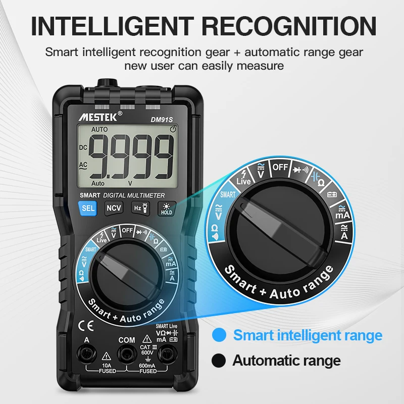 DM91S Digital Multimetro Ammeter Voltmeter Resistance Meter Voltage Diode Frequency 9999 Counts Handheld  Digital Multimeter