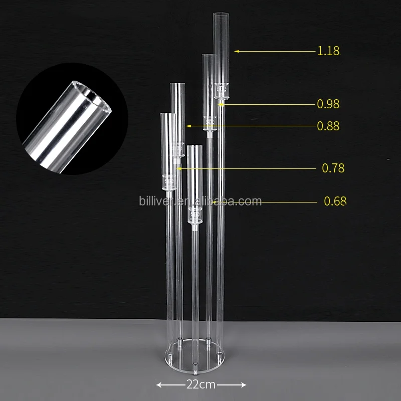 9 Arm candlestick acrylic sheet transparent candle crystal road leading hall layout flowers wedding decoration table centerpiece