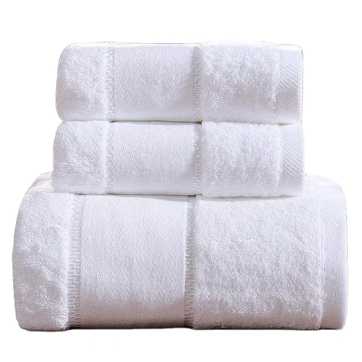 Wholesale Hotel White Soft Bath Towels Egyptian Cotton Custom Logo Bath Towel Set