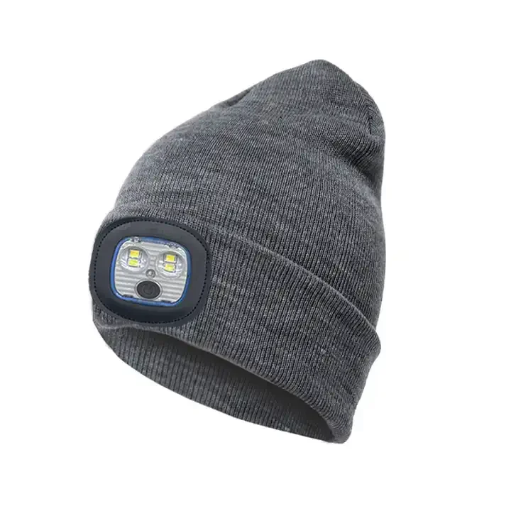 Bluetooth Beanie with LED Headlight Wireless Music Hat with Stereo Speakers 24 Hours Music Play Time Unisex For Outside Running