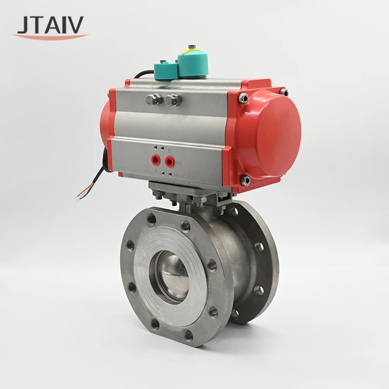 JTAIV Pneumatic ultra-thin ball valve flange high platform of 304 stainless steel ball valve to the clamp