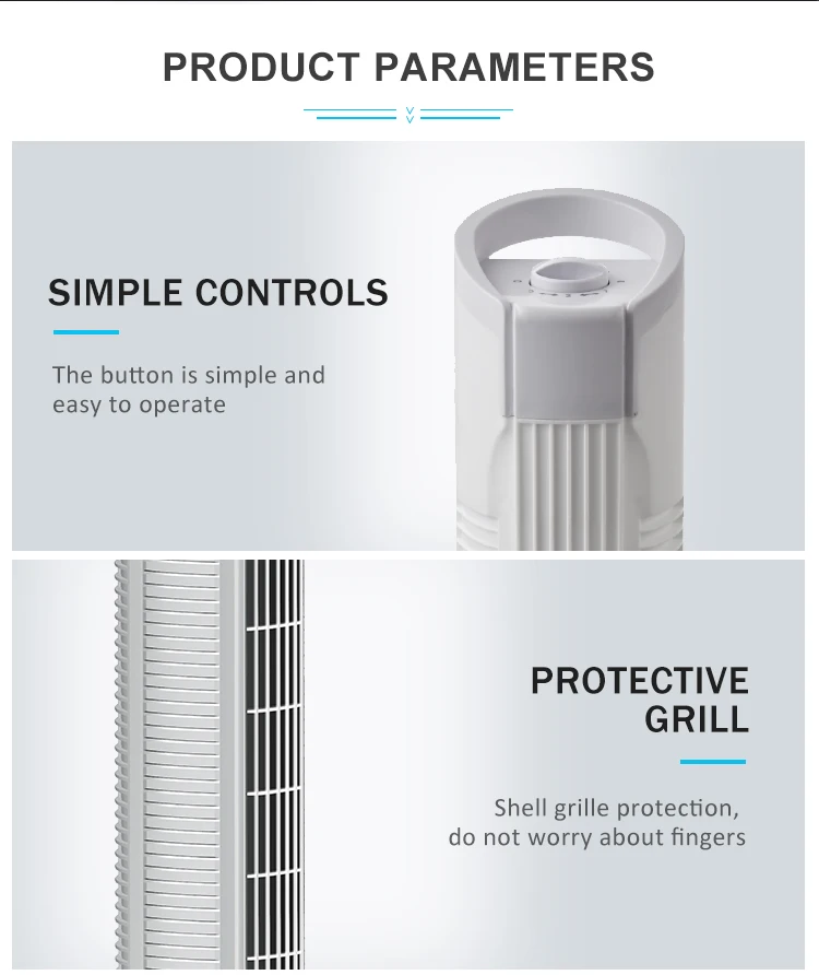 Wholesale High Quality 31 Inch Bladeless Fan 36 Inch Tower Fan Indoor Home Office