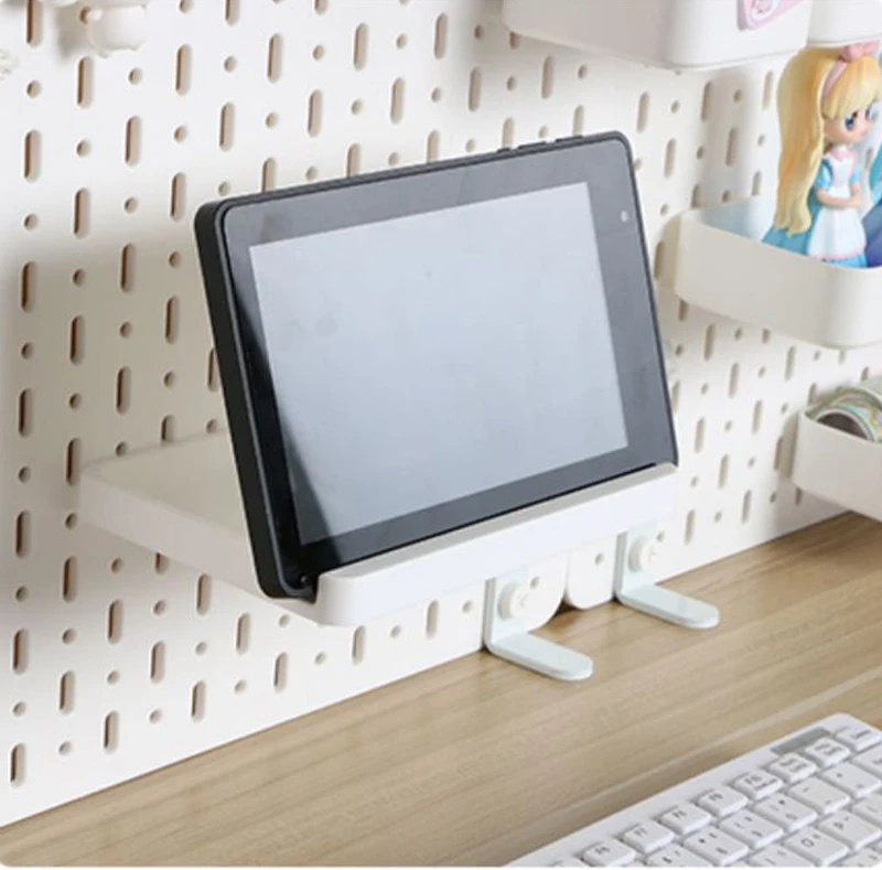 White Desktop Ornament Shelf Plastic Wall Pegboard Kit Peg Board Pegboard Organizer