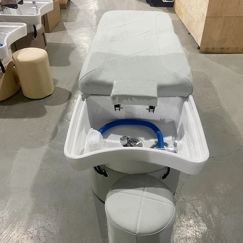 Modern Wholesale Hair Salon Shampoo Bowl Massage Shampoo Chair Salon Furniture Backwash Units Hair Washing Chair with Basin