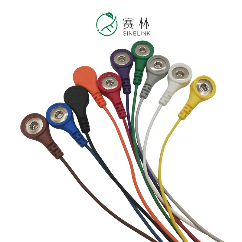 
Flexible medical snap button cable, 3/5/7/10 lead snap holter ECG EEG cable 