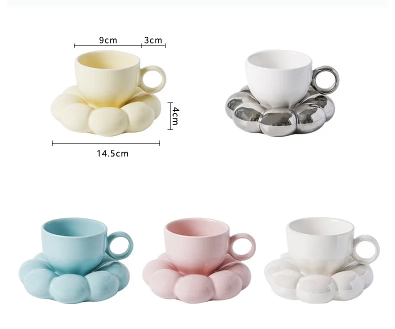 Coffees Saueer Macaron Glaze Saucer Afternoon Camellia Tea Porcelain Pottery Ceramic Drinking Sun Flower Mug Cup And Plates