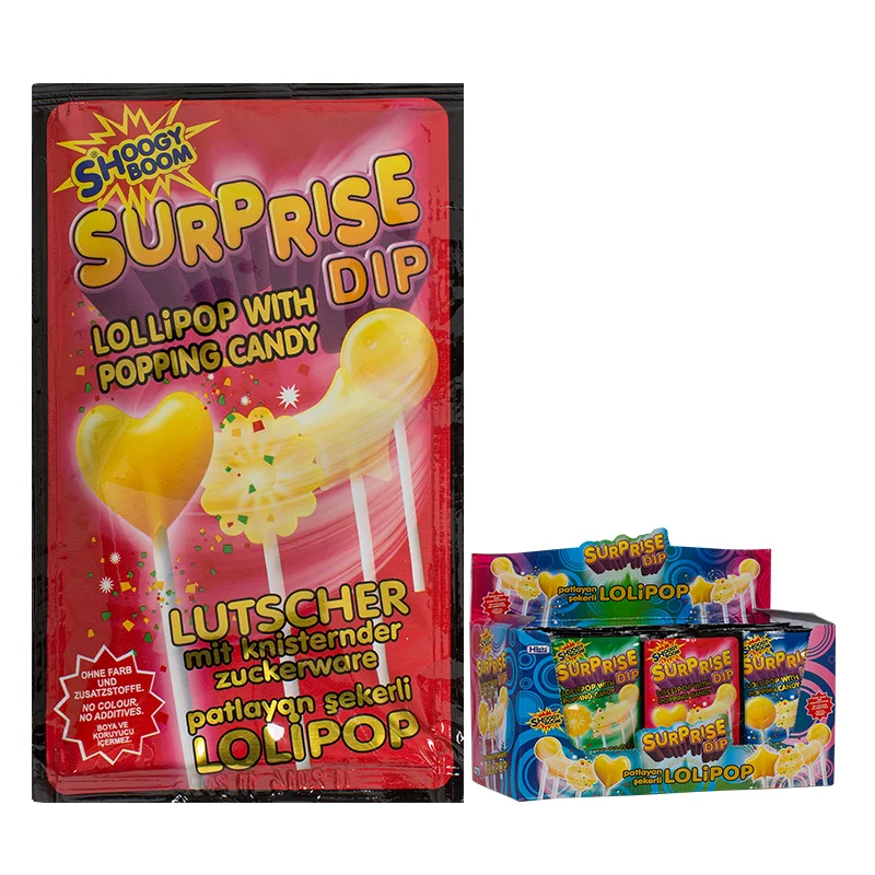 Flat heart shape Lollipop with Popping Candy