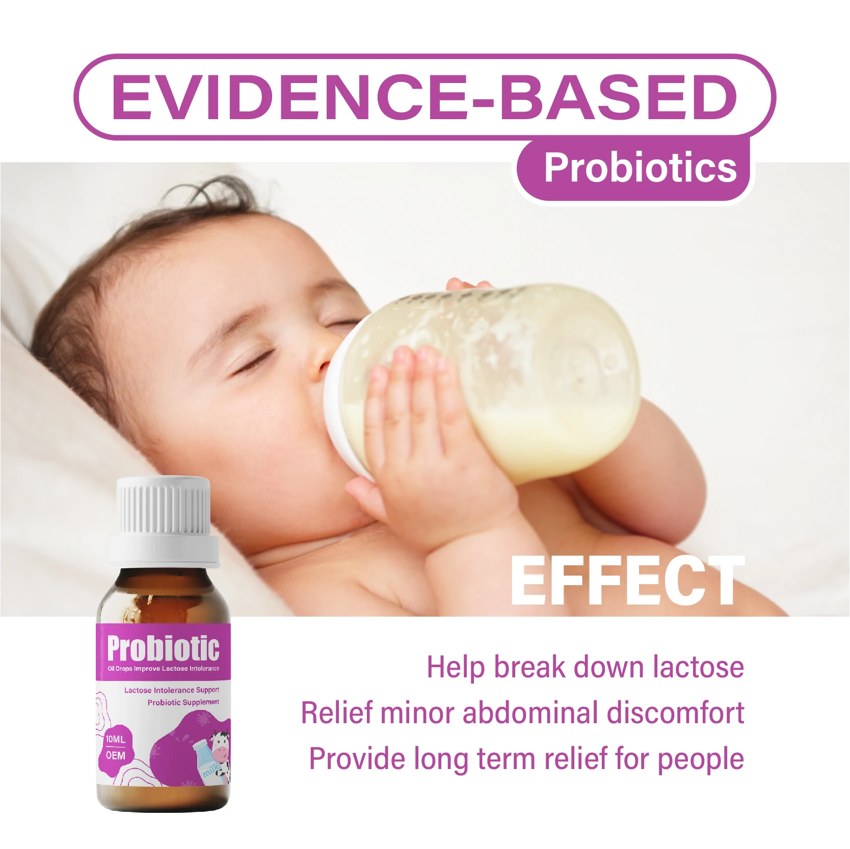 Tonbios Lactose-Breaking Probiotics Flatulence, diarrhea and gas-producing support lactase Lactobacillus acidophilus oil drops