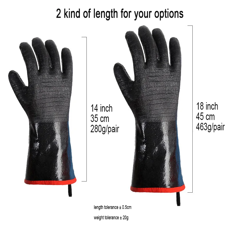Long Sleeve Nitrile Glove Safety Anti slip Cooking BBQ Acid Alkali High Temperature Resistant Fire Oil Heat Proof Kitchen Gloves