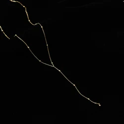 18k gold Simple round bead long chain necklace low-cut sexy cold wind collarbone chain light luxury niche design necklace