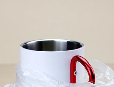 Wholesale Preferential 300ML Double Insulation Carabiner Handle Printed Logo Camping Travel Sublimation Stainless Steel Mug