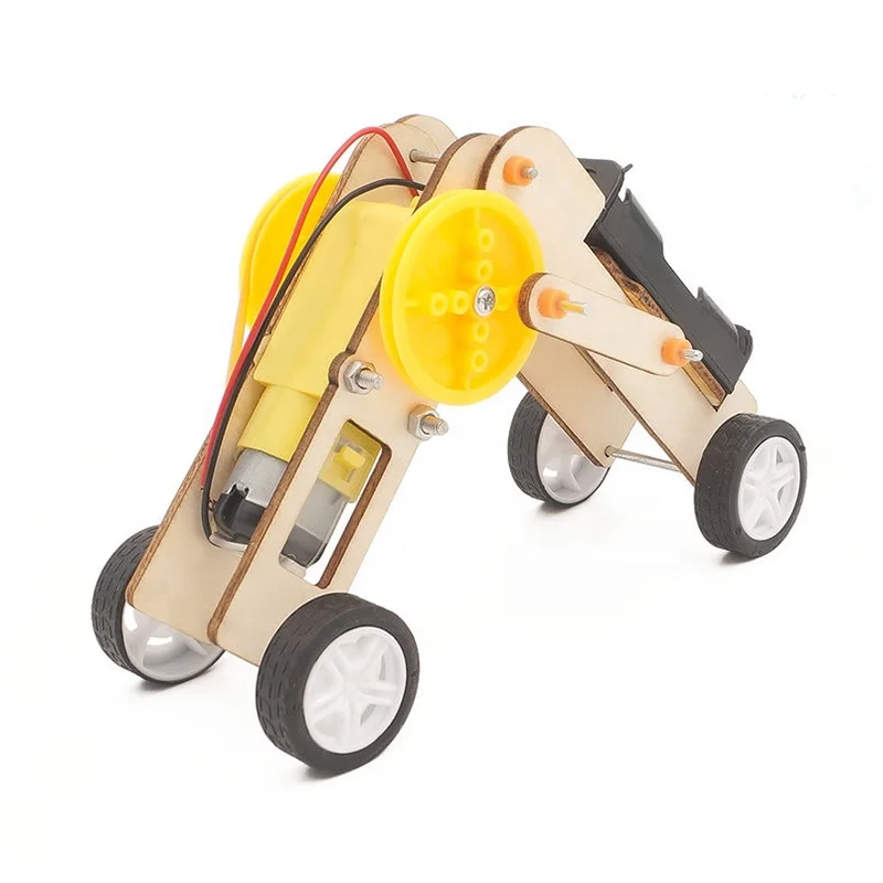 Wooden STEM physics science education kid diy toy worm crawling robot