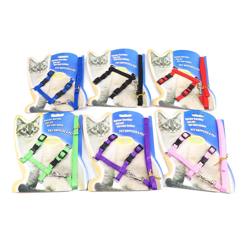 Adjustable Pet Cat Collar For Cats Nylon Strap Belt Safety Rope Leads Rabbit Kitten Kedi Harness Leash Set