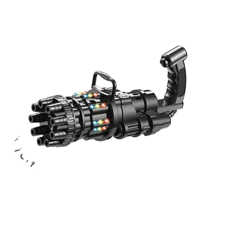 2024 Hot Sale Toys Summer Park Gift Black Electric Soap Bubble Machine Gatling Gun Bubble Toys