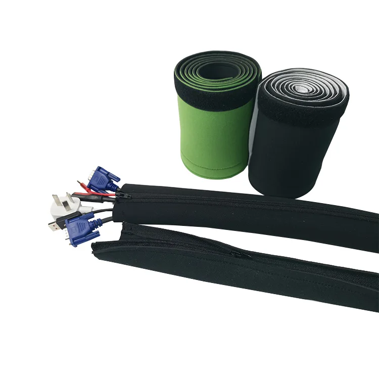 Custom Sizes Neoprene Cord Organizer Flexible Cable Sleeve Wrap Covers Wire Cable Management Sleeve