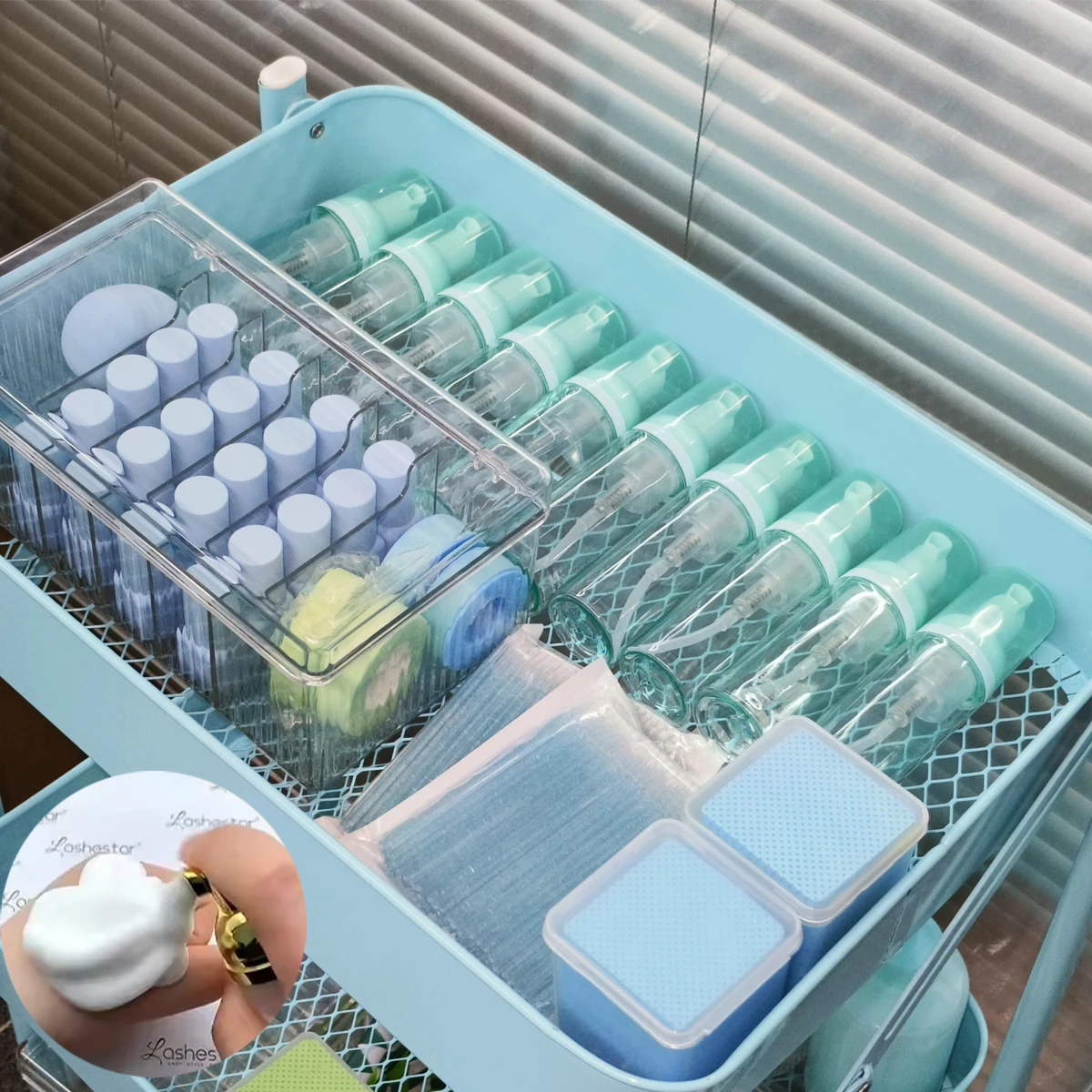 Free Private Label Gentle Eyelash Extension Cleanser Foam Lash Aftercare Shampoo Kits With Wash Bottle Eyepads Concentrate Foam