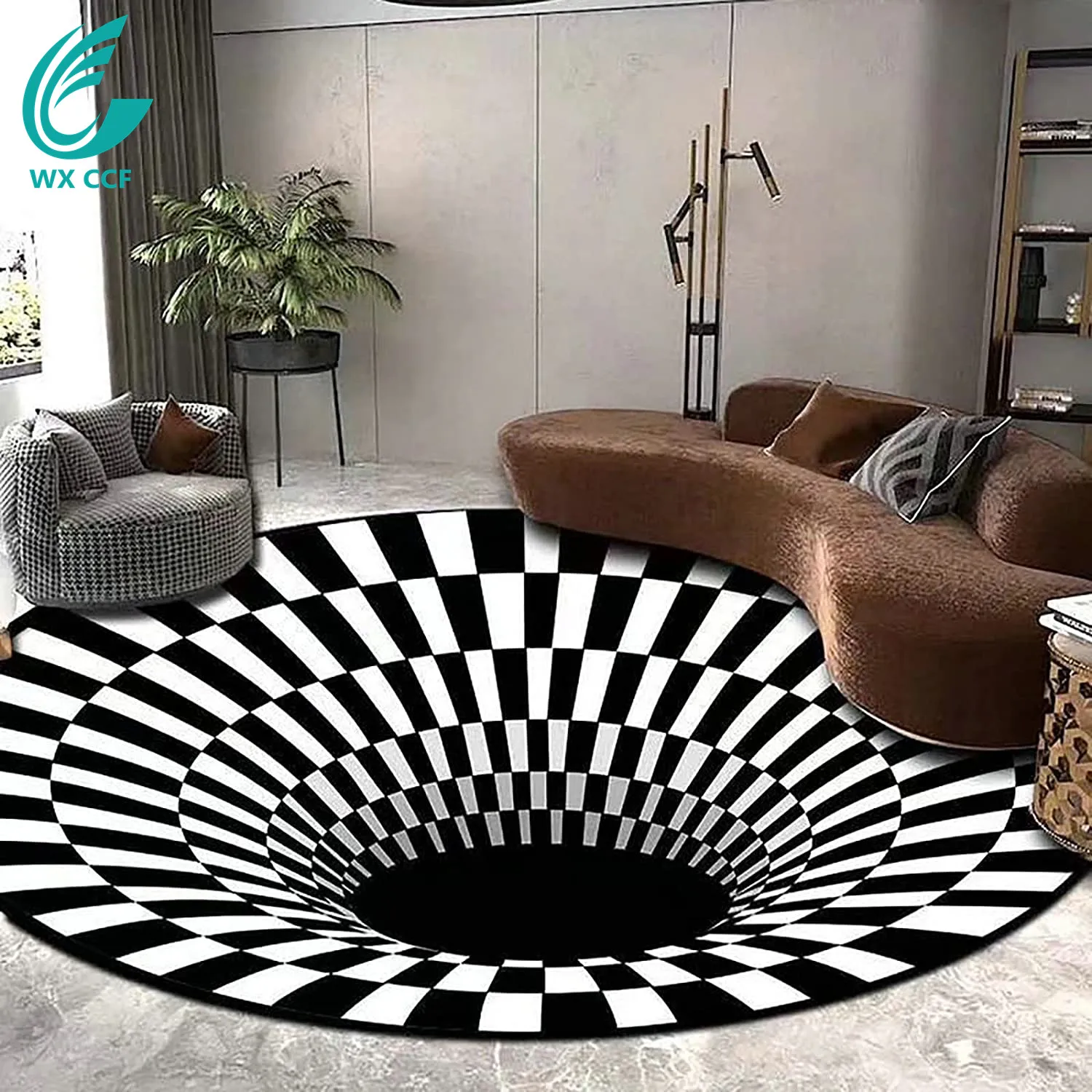Оптовая продажа современный визуальный вихревой ковер с 3D рисунком иллюзии