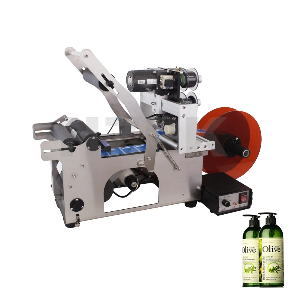 HZPK mt-50 desktop round glass wine pet bottle  labelling sticker machines for jars with date printer
