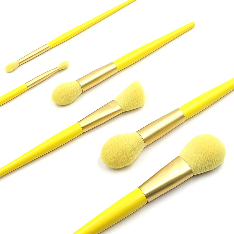 Beautydom Vegan Makeup Brush Sets 6PCS Private Label Custom LOGO Yellow Synthetic Hair Makeup Brush