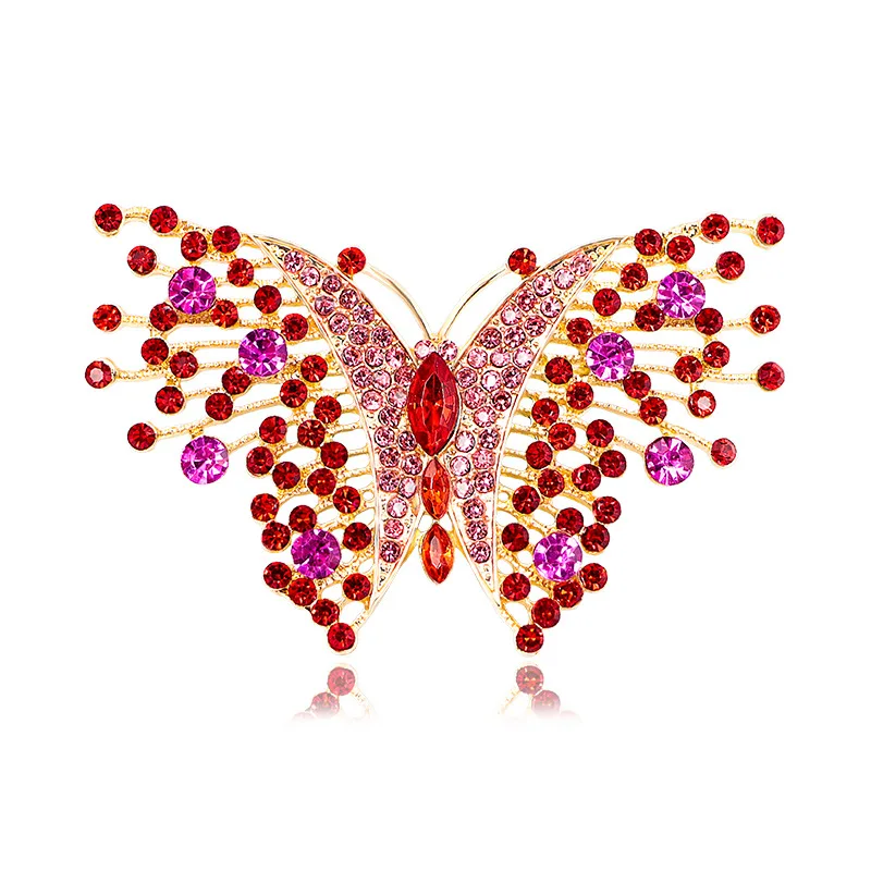 Wholesale New Products Custom Metal Gold Fashion Rhinestone Designer butterfly Lapel Luxury Pin Lapel Pins Brooches for Women