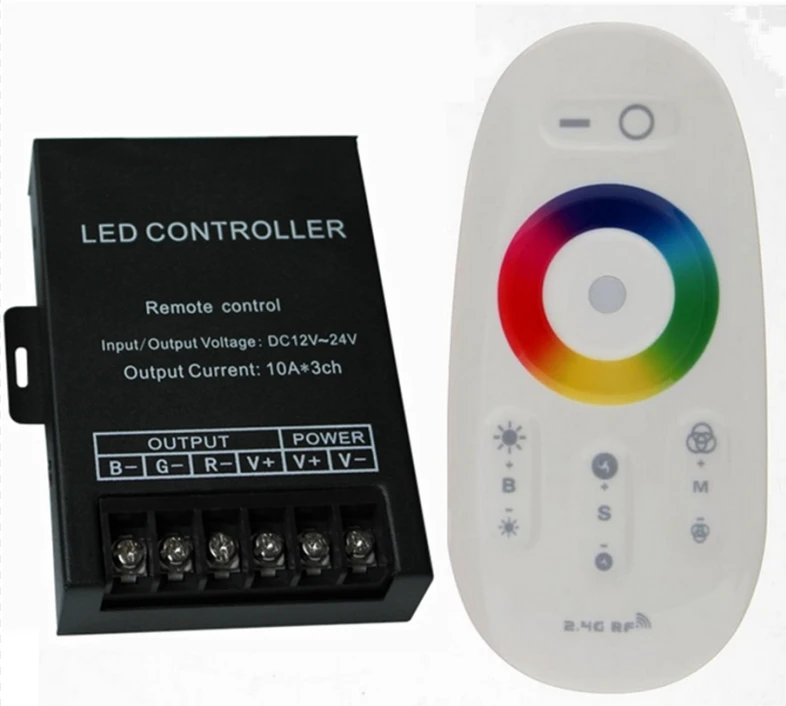 Iron case 2.4G RF full touch RGB controller dc12-24v 18A Touch Screen Remote RGB LED strip light Controller