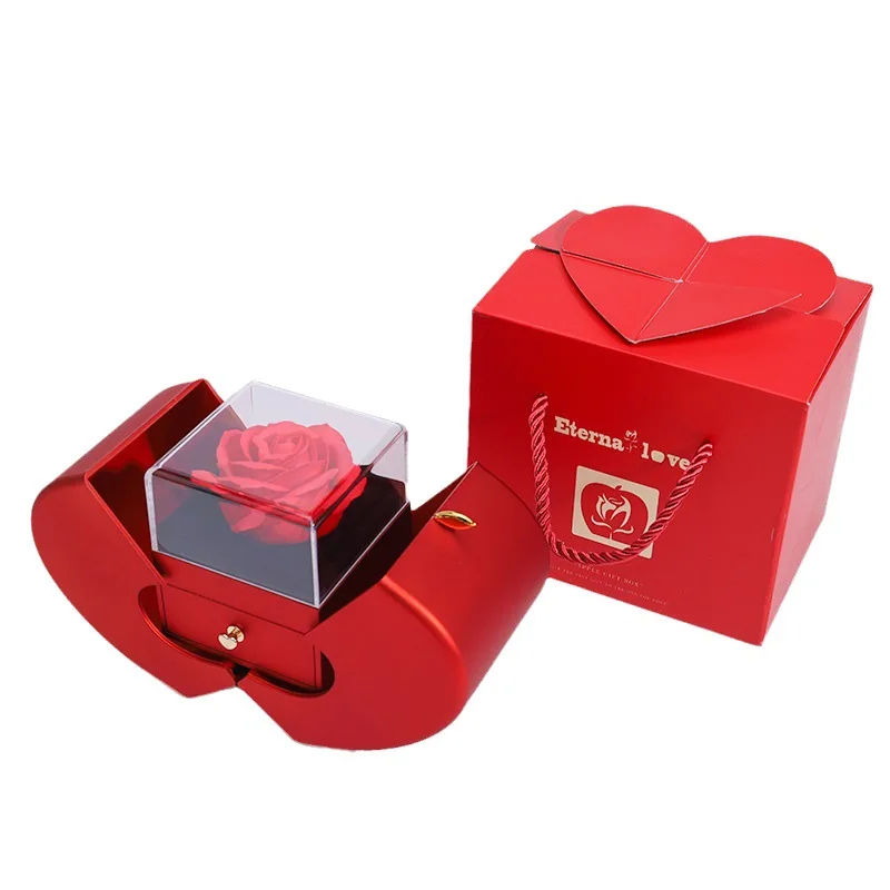 Hot Sale Romantic Apple Gift Box Red Heart Shape Jewelry Box For Women Girls Birthday Valentine Wedding Packaging Box