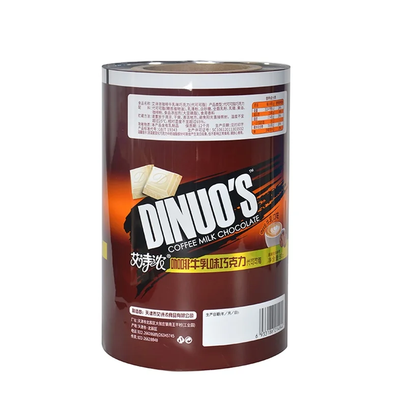 
Custom chocolate candy film roll rod aluminum foil wrapped film roll 