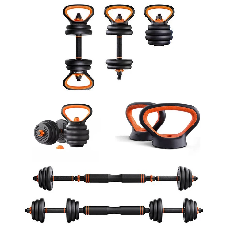 6 in 1 Kettlebell Barbell Dumbbell Set, Fitness Gym Equipment Dumbbell Weightlifting Training Kit With Connecting Rod 40kg
