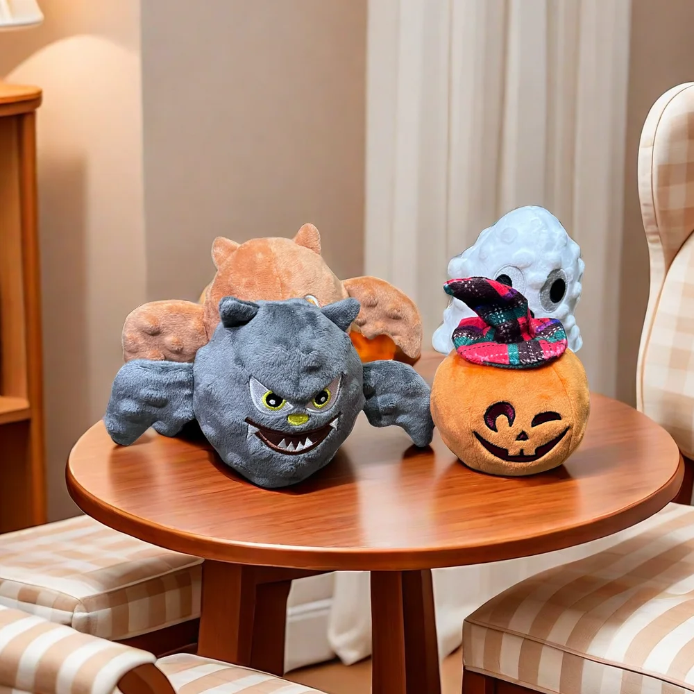 Wholesale Pet Dog Toys 2024 New Durable Luxury Stuffed Halloween Bat Pumpkin Ghost Plush Squeaky Pet Dog Chew Toys for Dogs