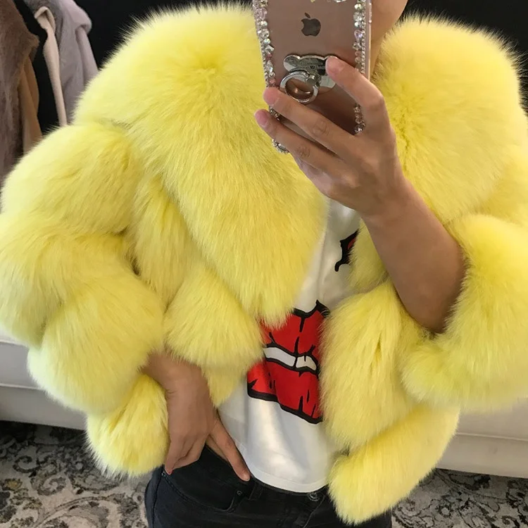 Fur Jacket Wholesale 100% Fox Fur Coat Women Winter Warm Fur Jacket For Ladies
