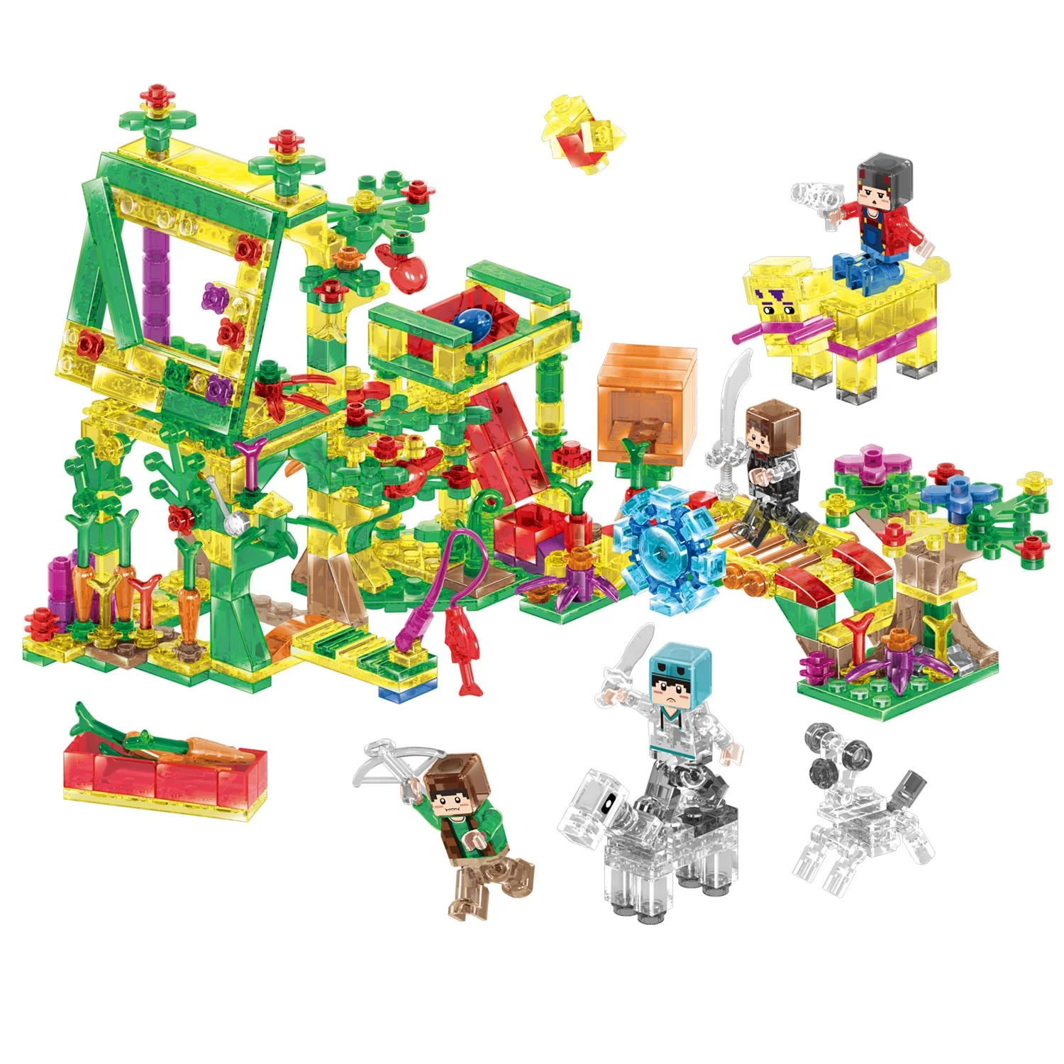 Zhegao 981004 Kids Toys Blocks Crystal Version Cube World Brick Toys Transparent Building Block Sets