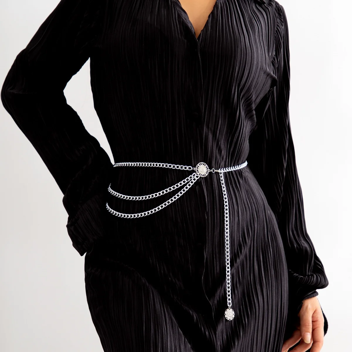 Новое поступление, Изящные Ювелирные изделия, многослойная массивная цепочка для платьев из сплава, Женская винтажная уличная цепочка на пояс с Королевской головой