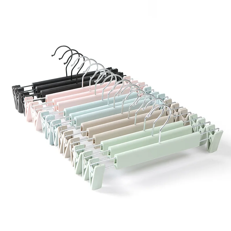Non-slip seamless strong trousers rack pants clip colorful plastic clothing store hanger clothes hanger