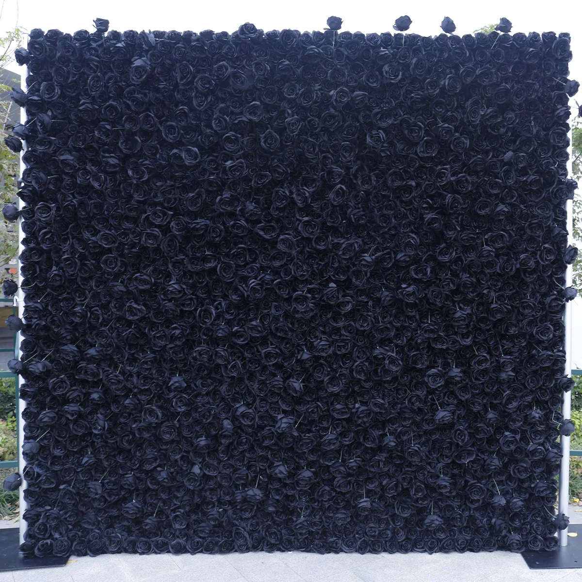 Artificial 8x8 5D extremely full black flower wall backdrop