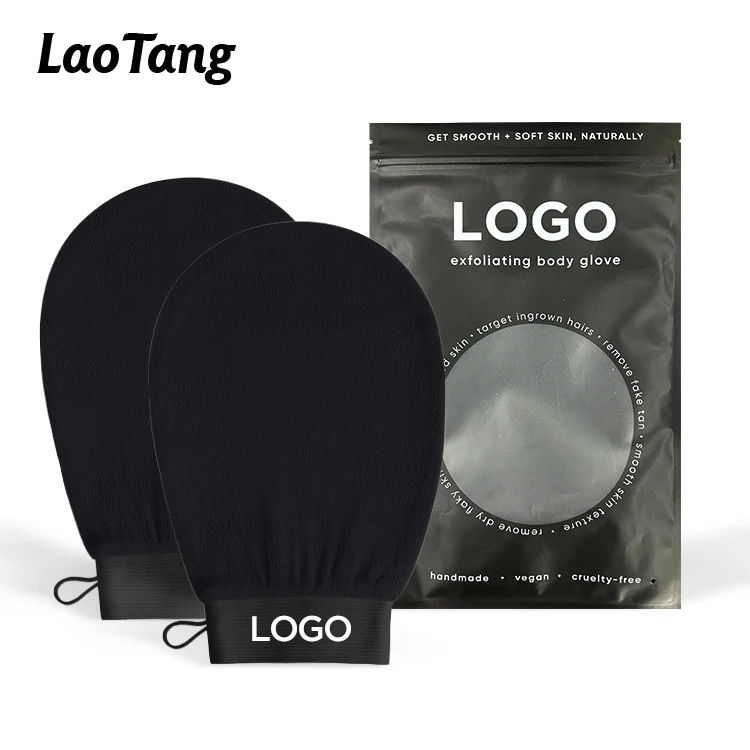 Черные перчатки для турецкой ванны с индивидуальной упаковкой из вискозы