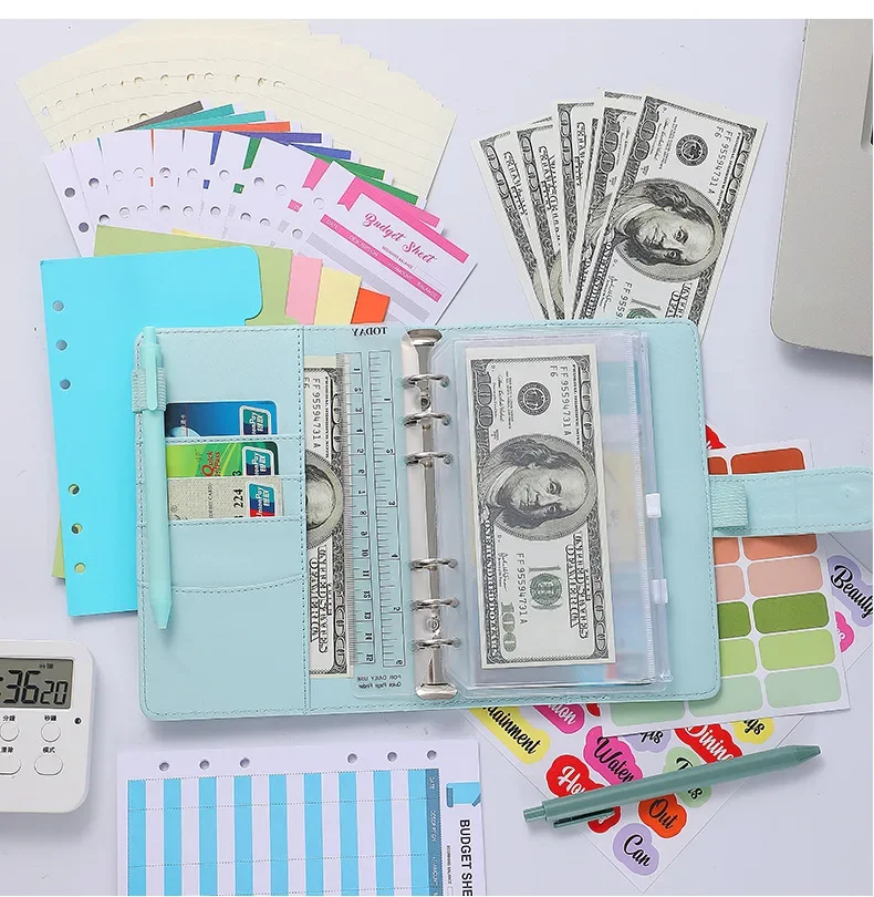 New Custom Money Cash Executive Diaries Planner Loose-leaf A6 Agenda Budget Binder With Zipper Envelopes
