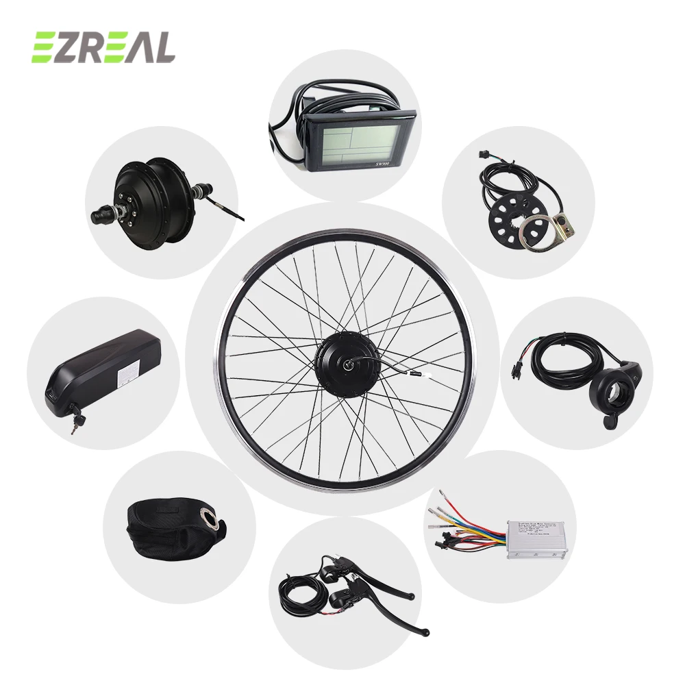 EZREAL 100-135mm Frame Dropout 36V 350W High-Speed Hub Motor Electric Bicycle Bike Conversion Kit with Battery