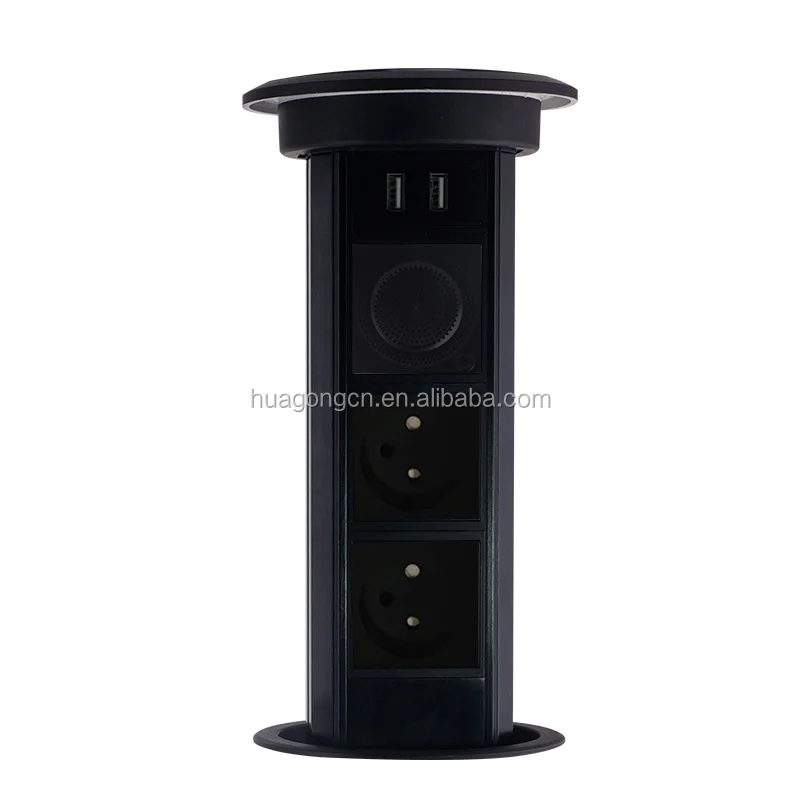 Black Hot selling factory FGGP motorized pop up  outletfor kitchen tabletop socket tower