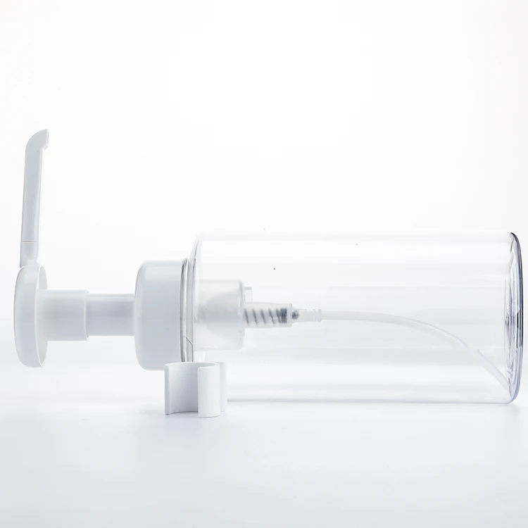 Wholesale 500ml Capacity Empty Plastic Transparent Liquid Soap Foaming Soap Dispensers Bottles With Long Nozzle White Foam