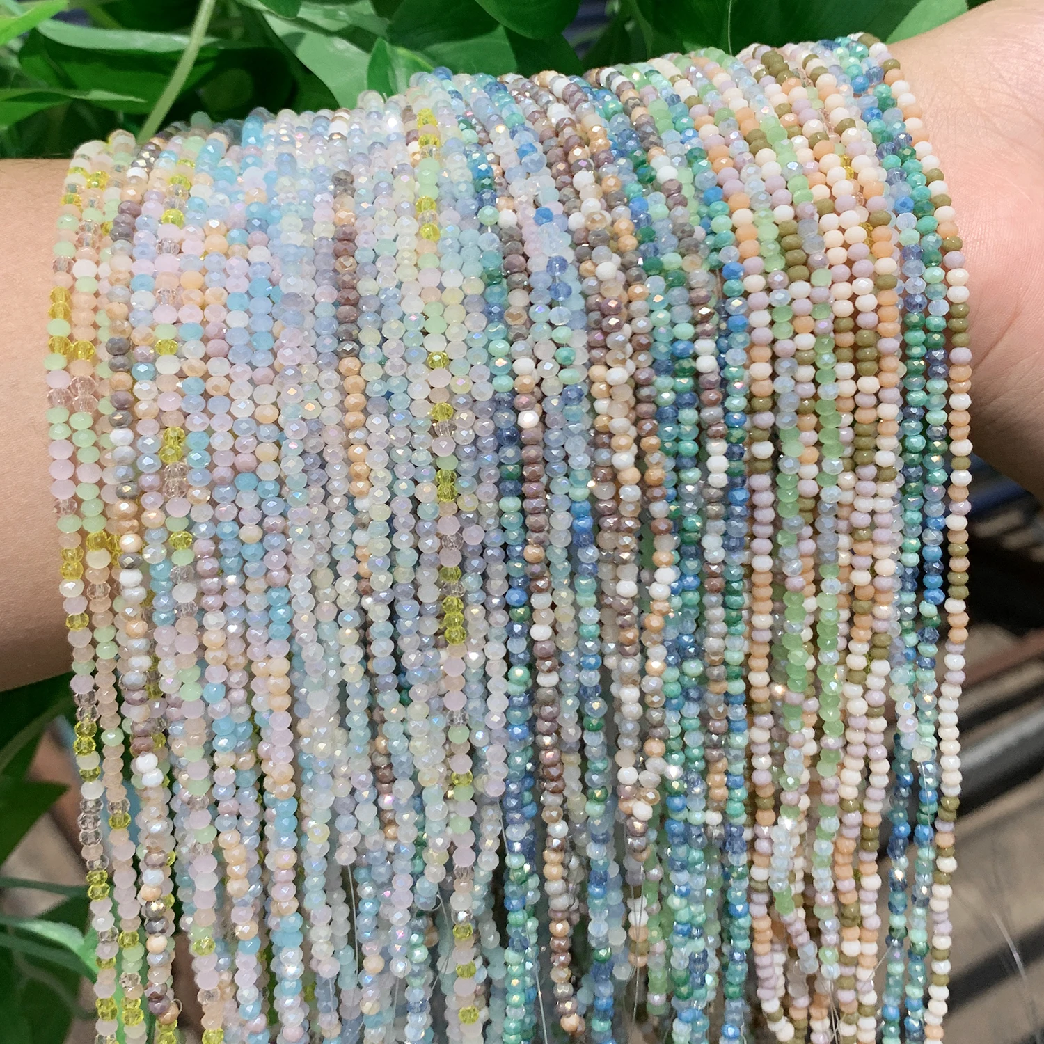 Mixed Color 2x3mm Faceted Flat Round Crystal Glass Rondelle Loose Spacer Beads For Jewelry Making DIY