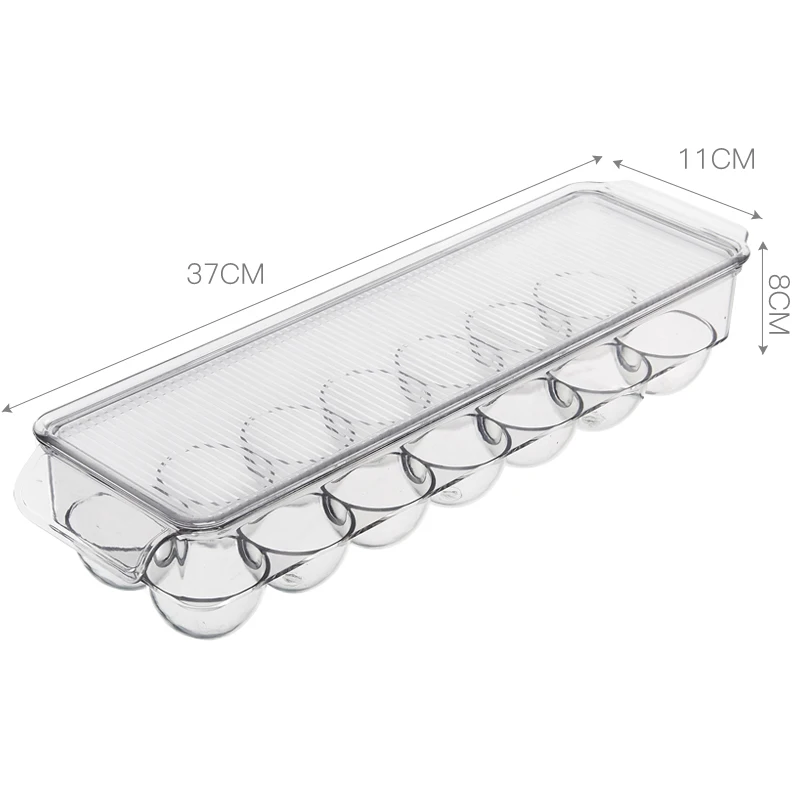 Stackable Plastic Covered Egg Tray Holder Storage Container and Organizer for Refrigerator with Lid with Handle