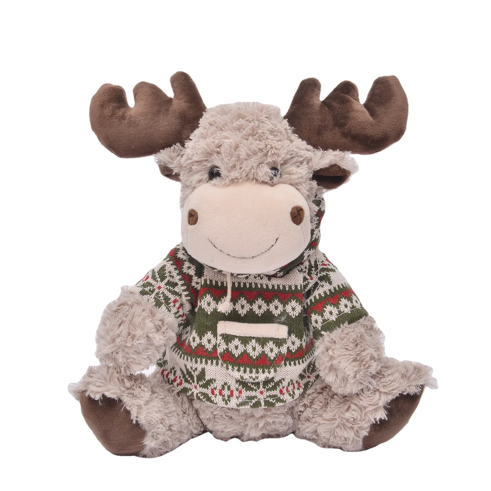 Fast Shipping 2024  Plush Christmas Moose Animal Toys With T Shirt Stuffed Plush Moose Animal Toy Plush Reindeer Toy