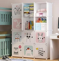 Современный простой домашний шкаф для детской комнаты, детский сборный пластиковый простой шкаф для хранения