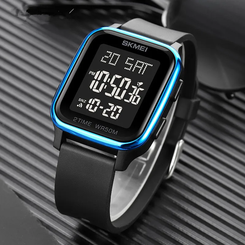 OEM Skmei 1858 Fashionable Black Personalized Trendy Sports Hot Selling Electronic Watch Square Waterproof Digital Watch