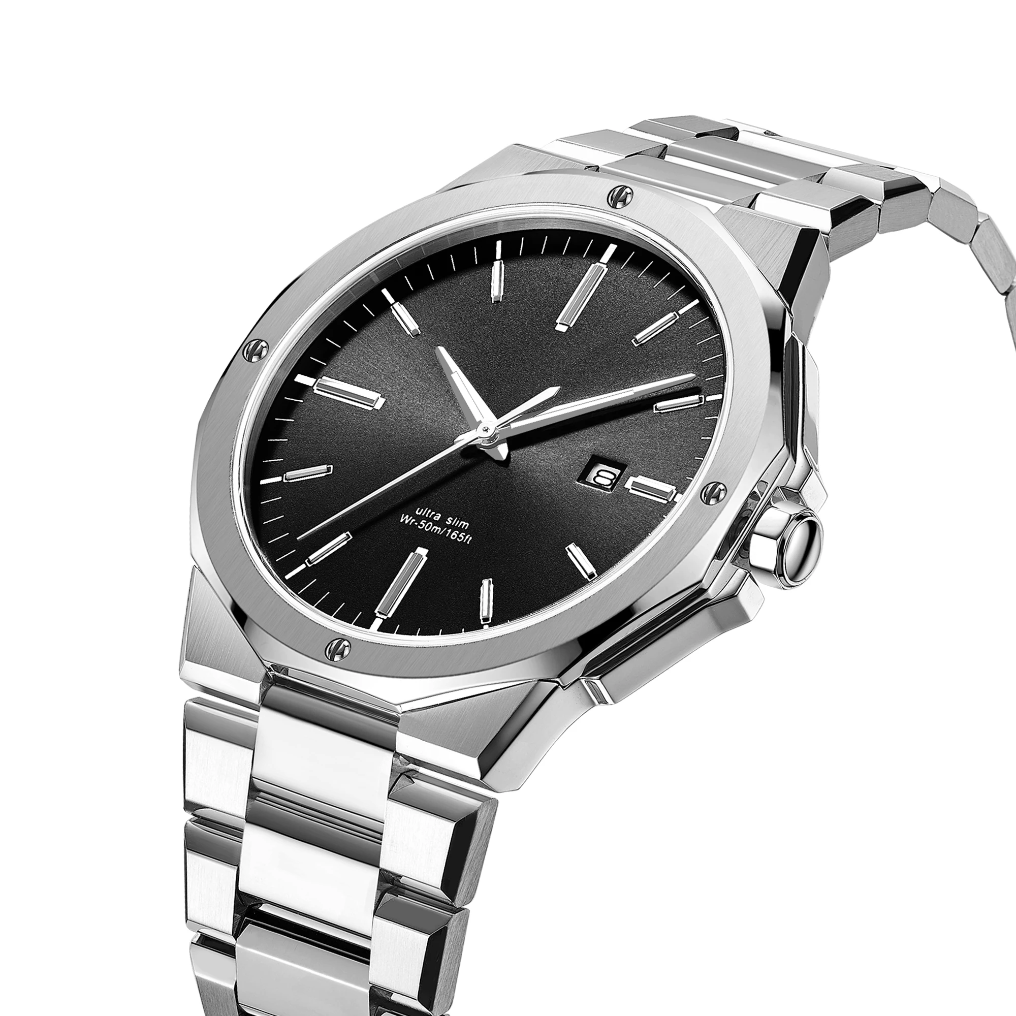 OEM Private Label Watch factory Manufacturer Black stainless Steel rejoles Men Thin Date Custom Luxury Watch