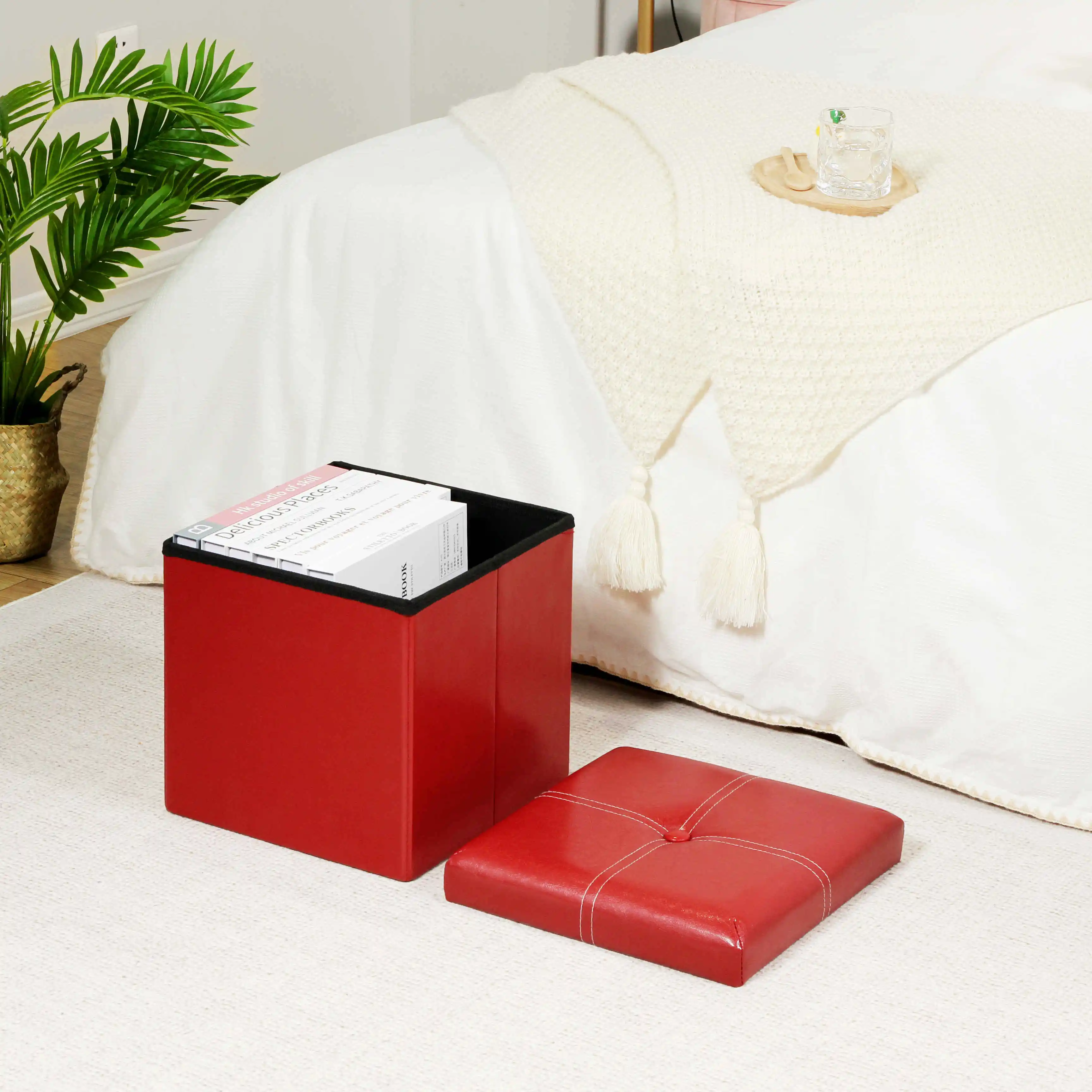 Modern Leather Ottoman Multifunctional Customized Ottoman With Storage For Living Room