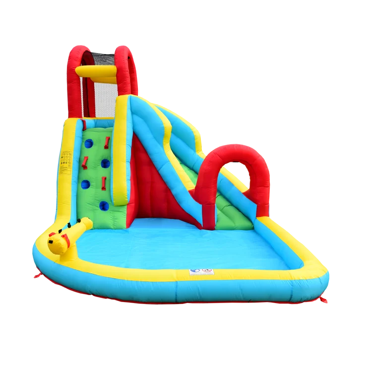 China Manufacturer Inflatable water park, rock climbing water gun with blower